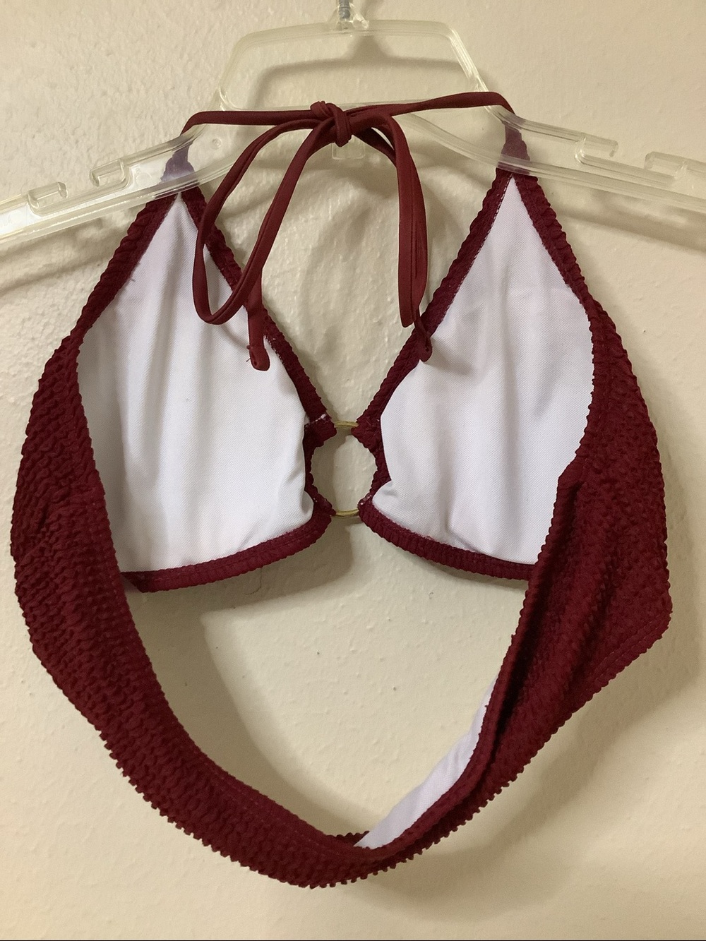 Women's Textured Halter Bikini Top - Burgundy - Picture 6 of 9